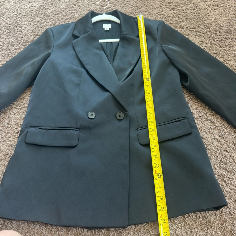 A New Day Satin Black Oversized Jacket Double Breasted Blazer XS - Picture 6 of 7